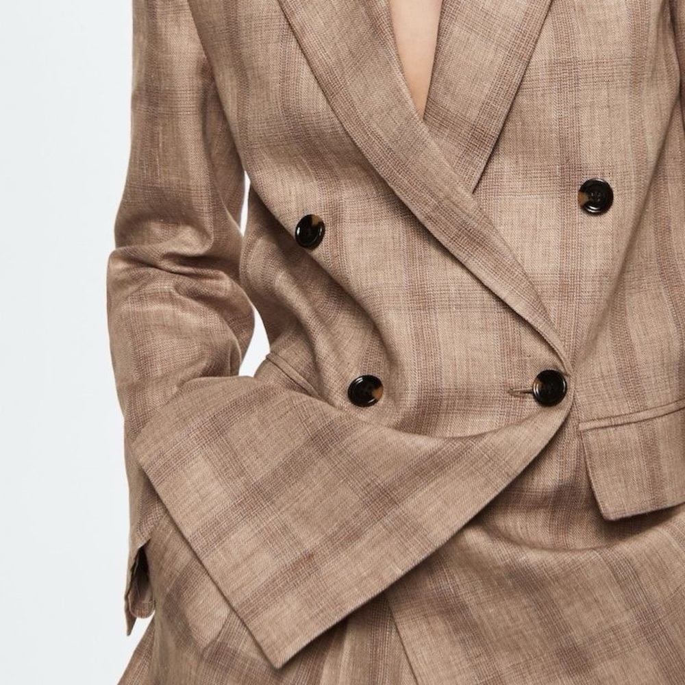 NWT Mango MNG Committed 100% Linen Tailored Suit Jacket Blazer M New